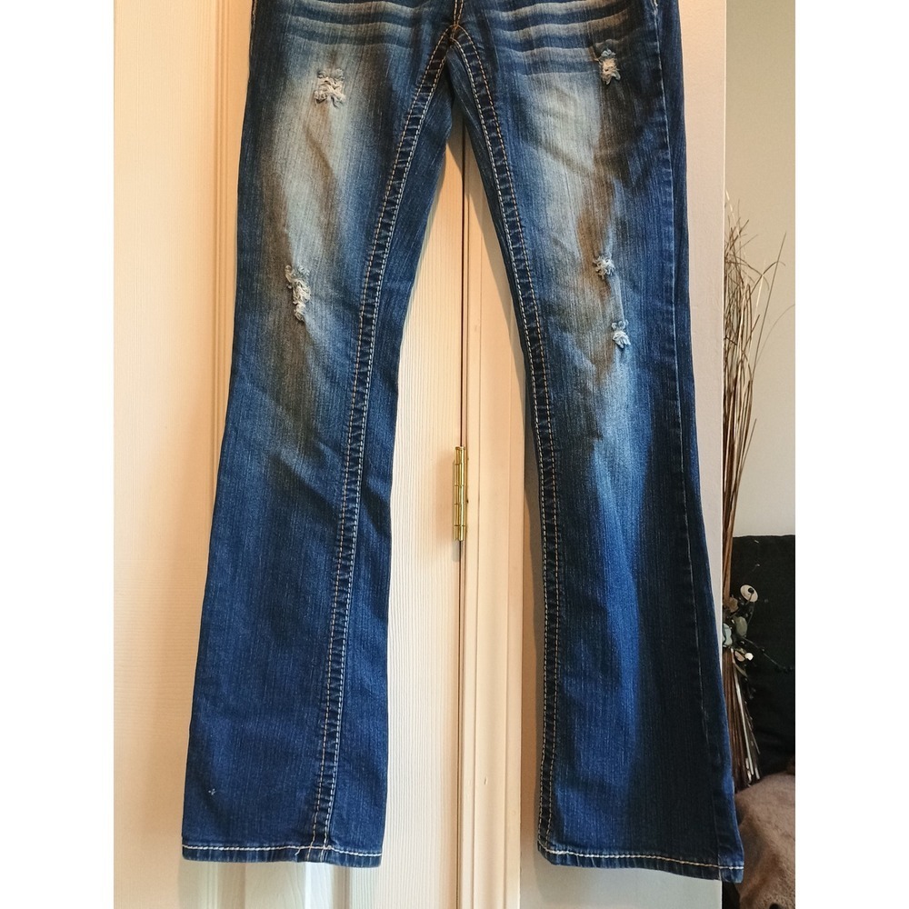 Red Camel Premium Denim Jeans Womens Size 5 Distressed Blue‎ Jeans - Picture 10 of 13